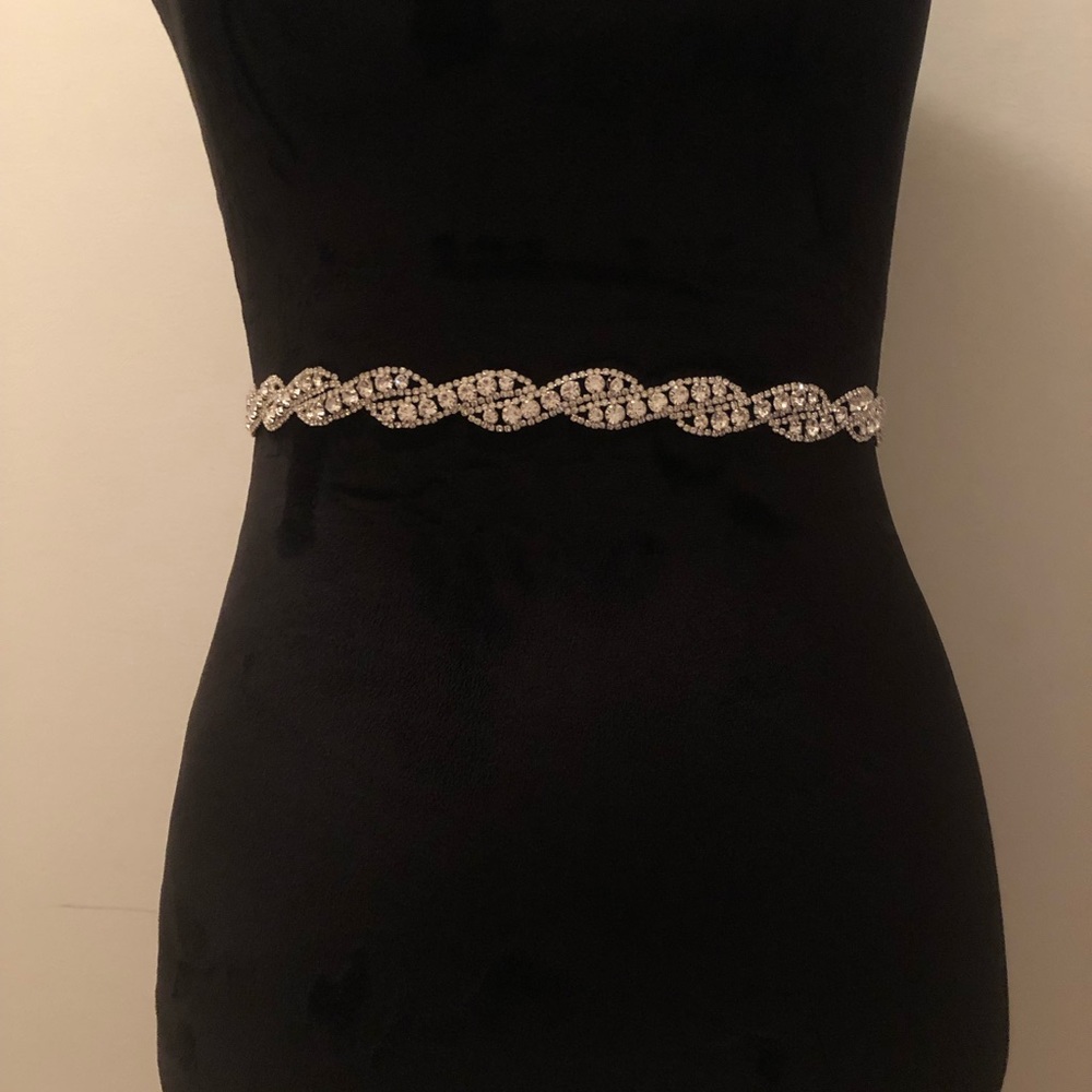 Crystal Bridal belt with changeable ivory ribbon